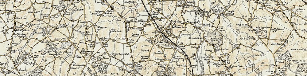 Old map of Packwood Gullet in 1901-1902