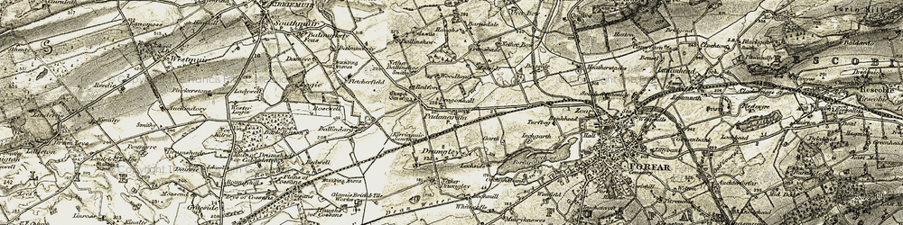 Old map of Barnsdale in 1907-1908