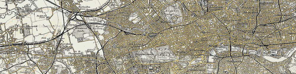 Old map of Paddington in 1897-1909