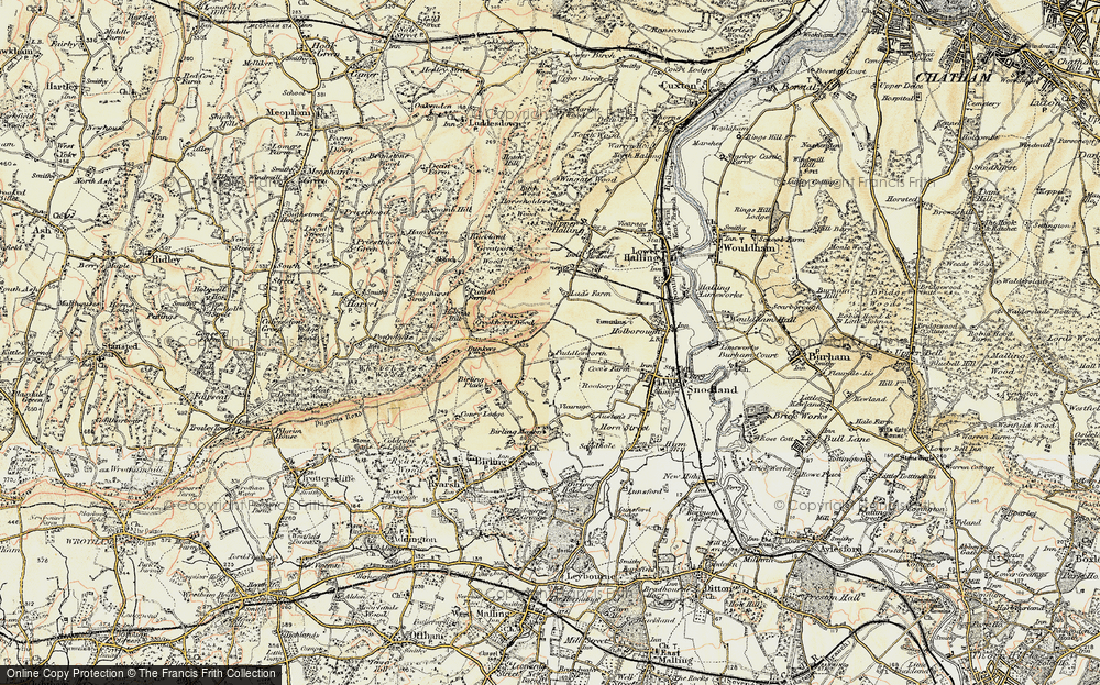 Old Map of Historic Map covering Birling Place in 1897-1898