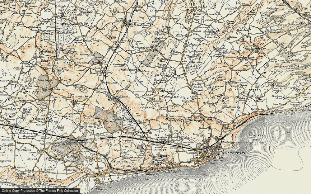 Old Map of Paddlesworth, 1898-1899 in 1898-1899
