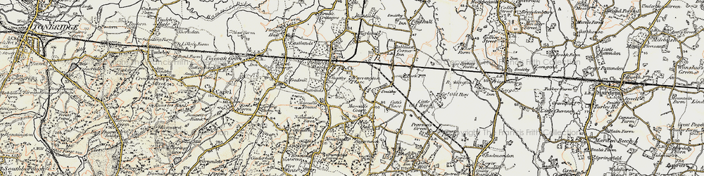 Old map of Paddock Wood in 1897-1898