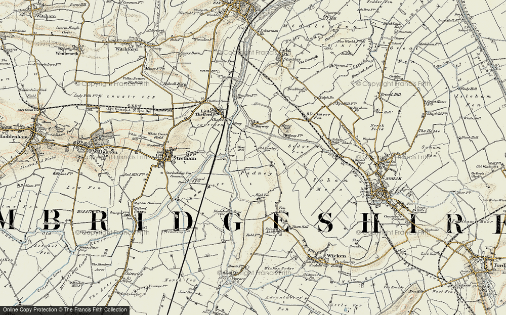 Old Map of Padney, 1901 in 1901