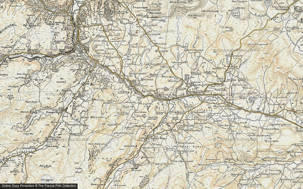 Old Map of Historic Map covering Bryniau Defaid in 1902-1903