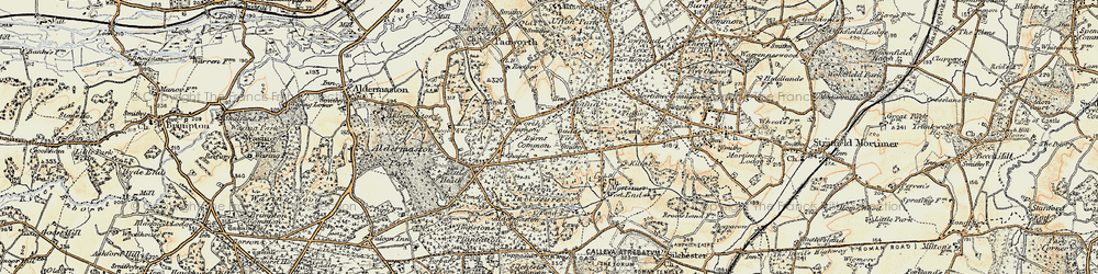 Old map of Padworth Common in 1897-1900