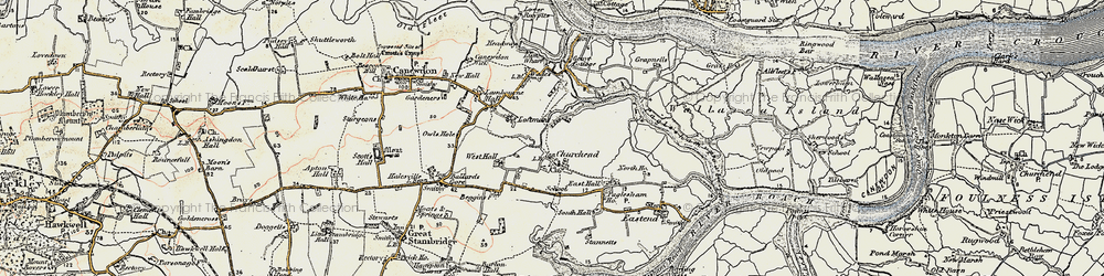Old map of Paglesham Churchend in 1898