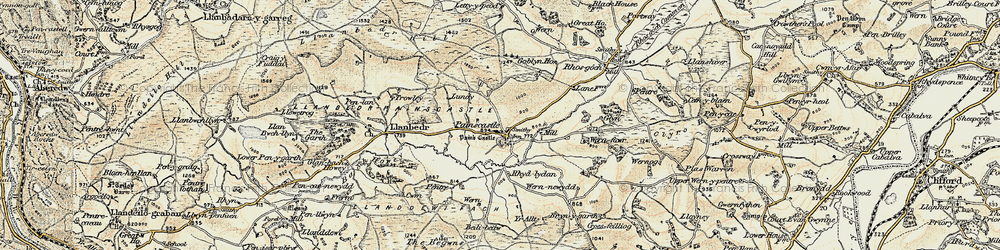 Old map of Begwns, The in 1900-1902