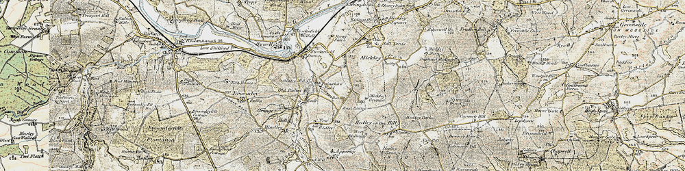 Old map of Painshawfield in 1901-1904