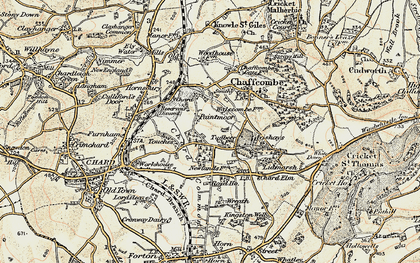 Old map of Paintmoor in 1898-1899