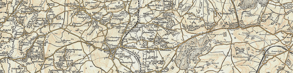 Old map of Paintmoor in 1898-1899