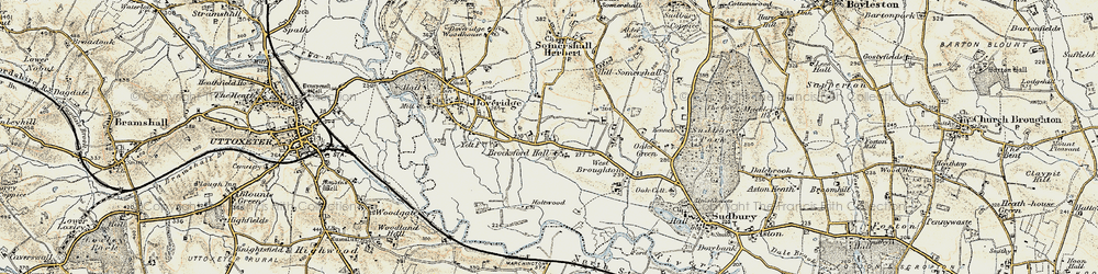 Old map of Brocksford Hall in 1902