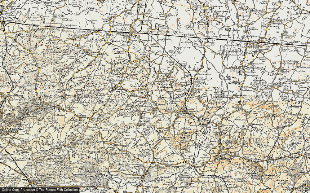 Old Map of Historic Map covering Burrs Hill in 1897-1898