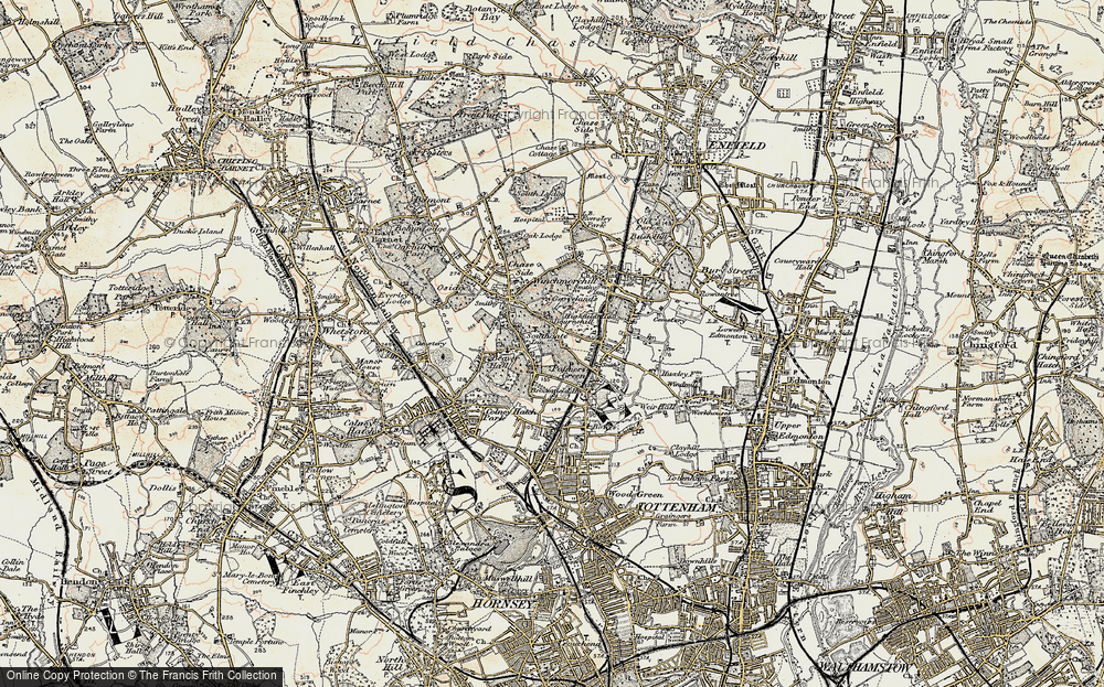Old Map of Palmers Green, 1897-1898 in 1897-1898
