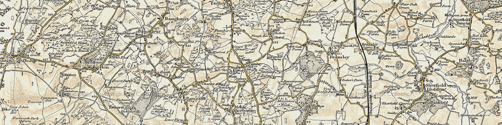 Old map of Pamber End in 1897-1900