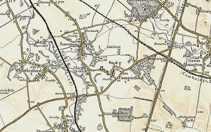 Old map of Pampisford in 1899-1901