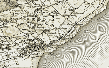 Old map of Panbride in 1907-1908