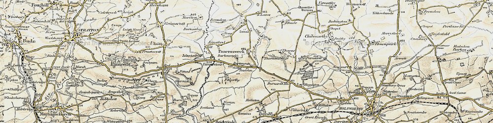 Old map of Pancrasweek in 1900
