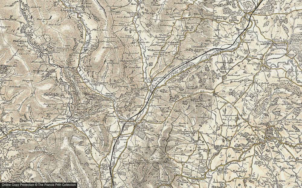 Old Map of Historic Map covering Alltyrynys in 1899-1900