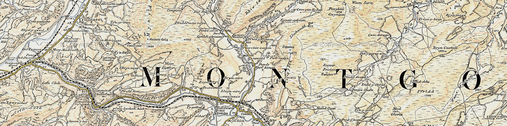 Old map of Afon Rhiw Saeson in 1902-1903