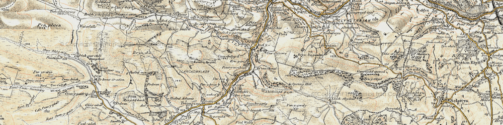 Old map of Aberwiel in 1902-1903