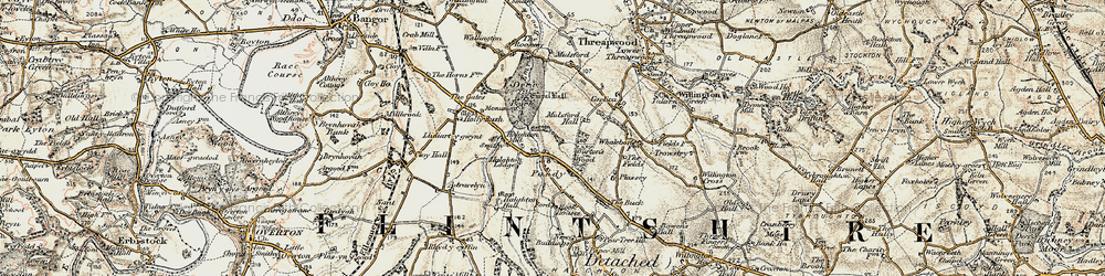 Old map of Burton's Wood in 1902