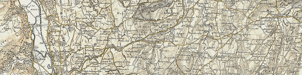 Old map of Afon Derfyn in 1902-1903