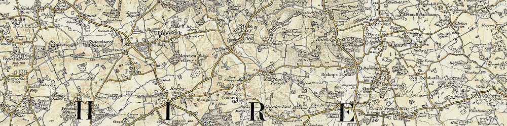 Old map of Panks Bridge in 1899-1901