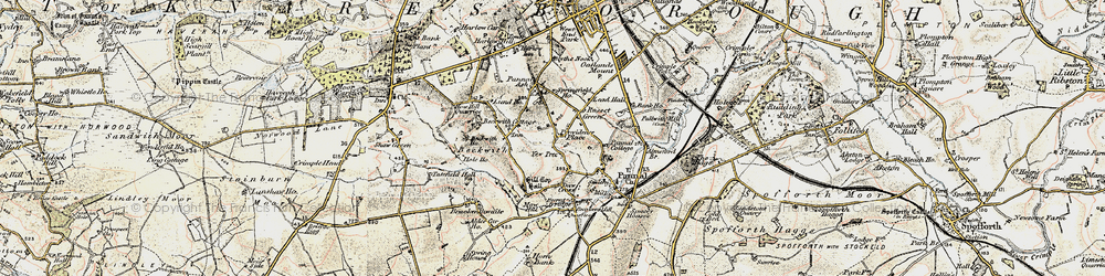 Old map of Pannal Ash in 1903-1904