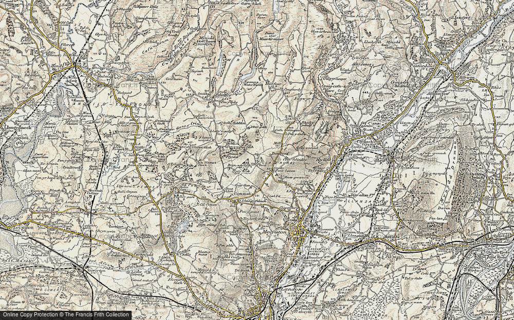 Old Map of Historic Map covering Abergelli Fm in 1900-1901