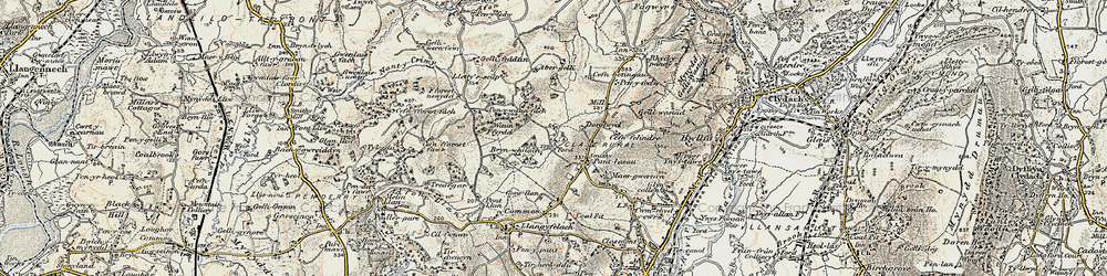 Old map of Abergelli Fm in 1900-1901