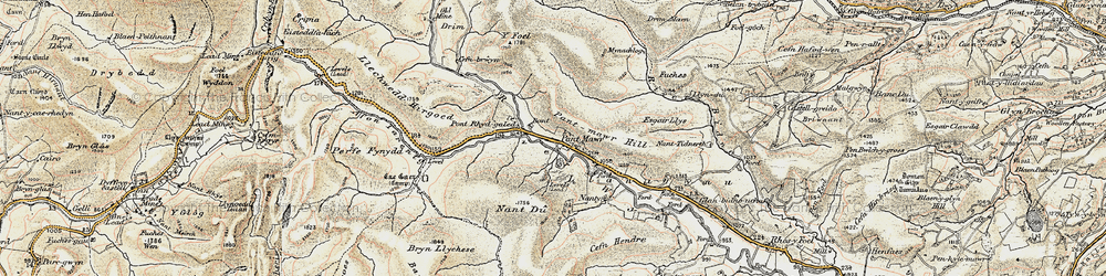 Old map of Allt Pant-mawr in 1901-1903