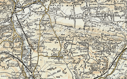 Old map of Pant-y-pyllau in 1899-1900