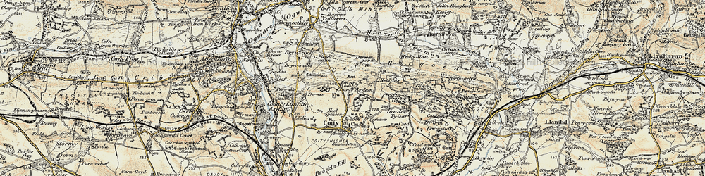 Old map of Pant-y-pyllau in 1899-1900