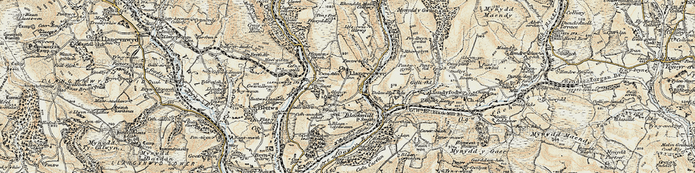 Old map of Bryn-y-Wrach in 1899-1900