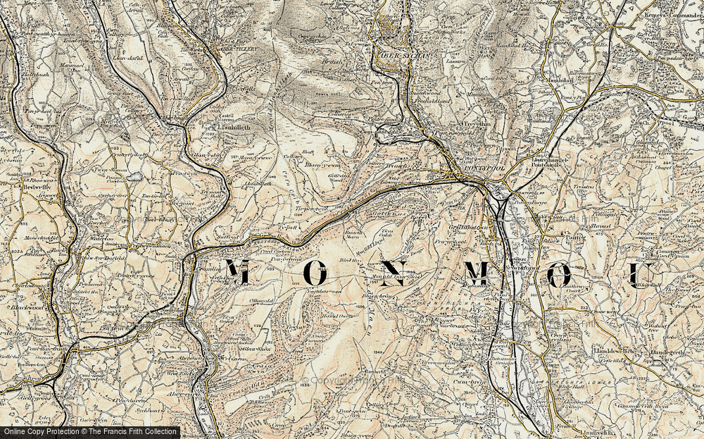 Old Map of Historic Map covering Buarth Maen in 1899-1900