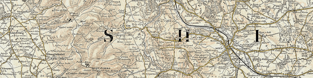 Old map of Pantymwyn in 1902-1903