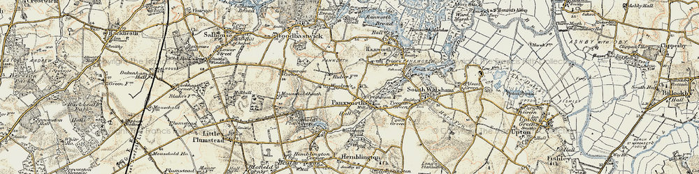 Old map of Panxworth in 1901-1902