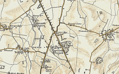 Old map of Papworth Everard in 1898-1901
