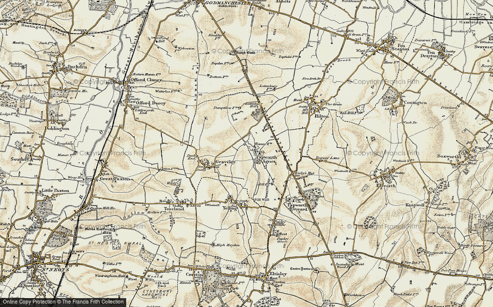 Old Map of Papworth St Agnes, 1898-1901 in 1898-1901