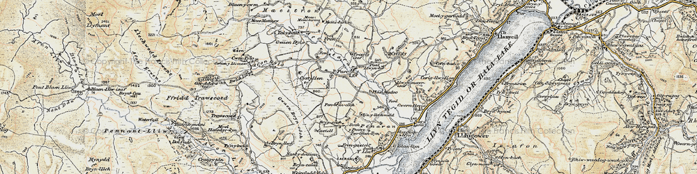 Old map of Afon Dylo in 1903