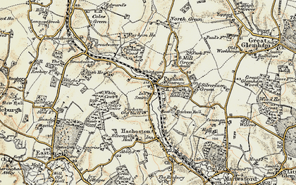 Old map of Parham in 1898-1901