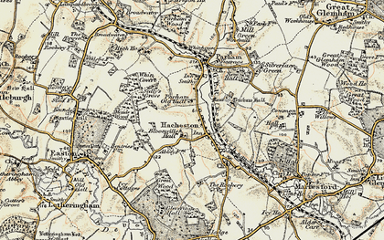 Old map of Parham Old Hall in 1898-1901
