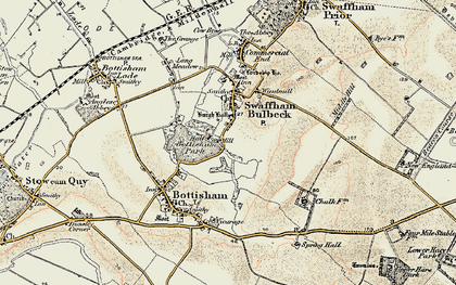 Old map of Bottisam Hall in 1899-1901
