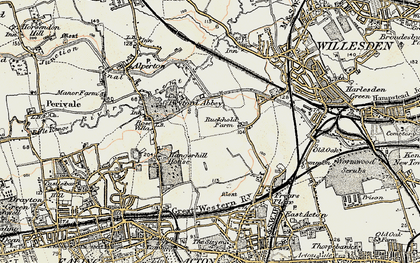 Old map of Park Royal in 1897-1909