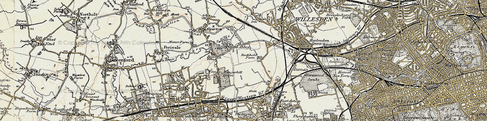 Old map of Park Royal in 1897-1909
