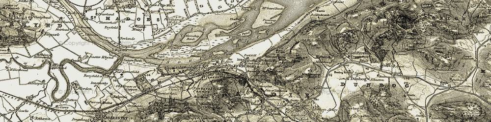 Old map of Lindores Hill in 1906-1908