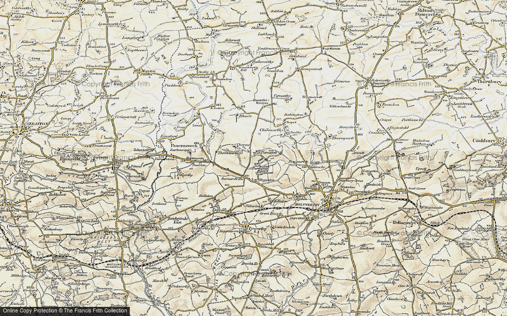 Old Map of Parnacott, 1900 in 1900