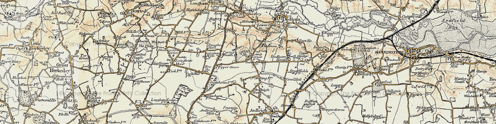 Old map of Parney Heath in 1898-1899