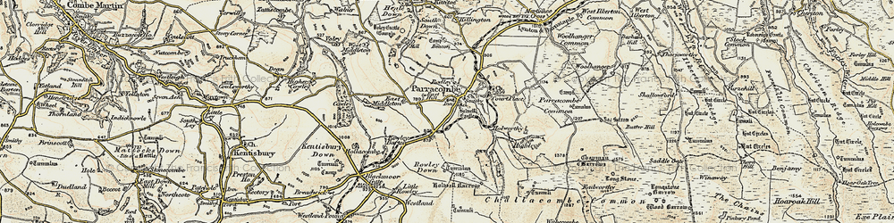 Old map of Parracombe in 1900
