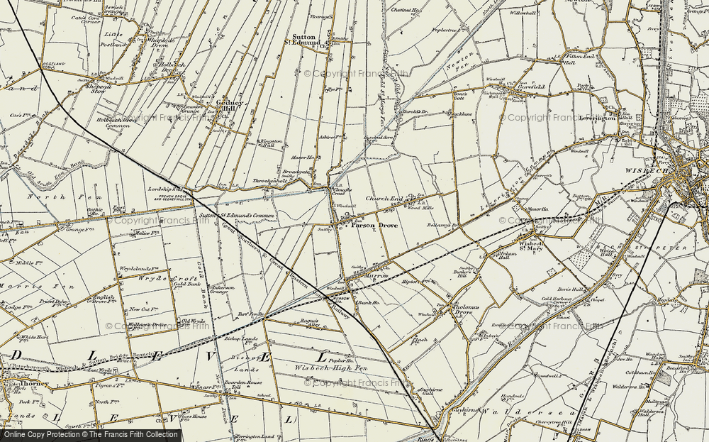 Old Map of Parson Drove, 1901-1902 in 1901-1902